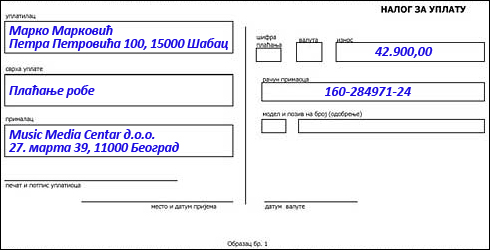 plaćanje uplatnicom